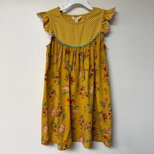 Matilda Jane Girls Dress Floral Skirt Polka Dot Bodice Flutter Sleeve Size 10
